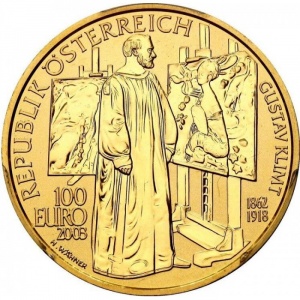 Аверс монеты Австрия, 100 евро, 2003, Художественные сокровища - Густав Климт