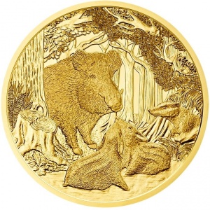 Реверс монеты Австрия, 100 евро, 2014, Дикая природа в нашем видении - Кабан