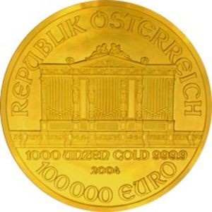 Аверс монеты Австрия, 100.000 евро, 2004, Венская филармония