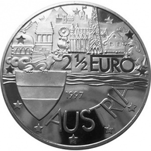 Аверс монеты Австрия, 2½ евро, 1997, Густав Климт