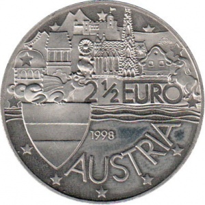 Аверс монеты Австрия, 2½ евро, 1998, Венская сокровищница