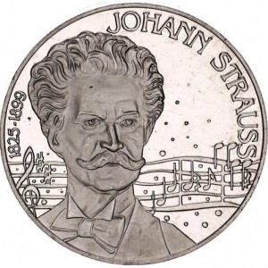 Реверс монеты Австрия, 5 ЭКЮ, 1995, 170 лет со дня рождения Иоганна Штрауса