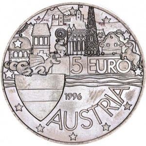 Аверс монеты Австрия, 5 евро, 1996, 1000 лет образованию Австрии