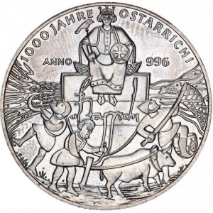 Реверс монеты Австрия, 5 евро, 1996, 1000 лет образованию Австрии