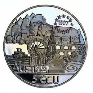 Аверс монеты Австрия, 5 ЭКЮ, 1997, 200 лет со дня рождения Франца Шуберта