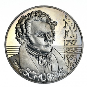 Реверс монеты Австрия, 5 ЭКЮ, 1997, 200 лет со дня рождения Франца Шуберта