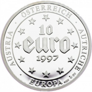 Аверс монеты Австрия, 10 евро, 1997, Банкнота 5000 шиллингов