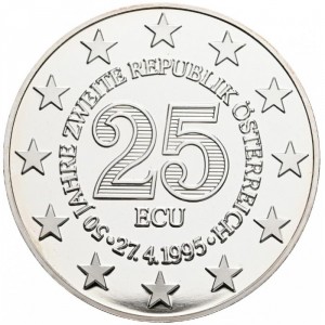 Аверс монеты Австрия, 25 ЭКЮ, 1995, 50 лет Второй Австрийской Республике