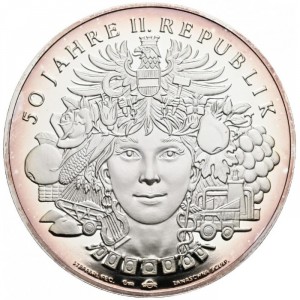 Реверс монеты Австрия, 25 ЭКЮ, 1995, 50 лет Второй Австрийской Республике