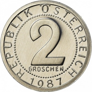 Реверс монеты Австрия, 2 гроша, 1950-1994