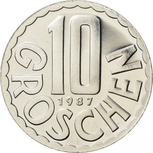 Реверс монеты Австрия, 10 грошей, 1951-2001