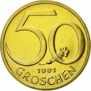 Реверс монеты Австрия, 50 грошей, 1959-2001