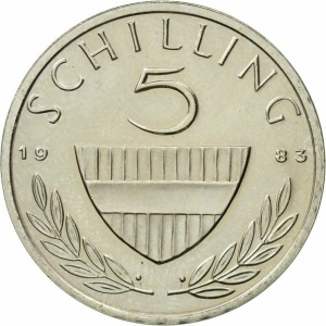 Реверс монеты Австрия, 5 шиллингов, 1968-2001