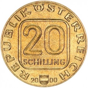 Аверс монеты Австрия, 20 шиллингов, 2000, 150 лет первой австрийской марке