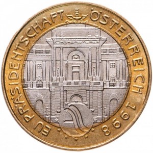 Реверс монеты Австрия, 50 шиллингов, 1998, Председательство Австрии в ЕС