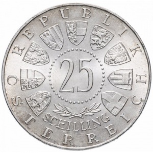 Аверс монеты Австрия, 25 шиллингов, 1957, 800 лет Базилике Мариацелля
