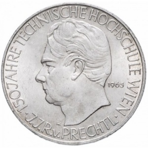 Реверс монеты Австрия, 25 шиллингов, 1965, 150 лет Венскому Техническому лицею