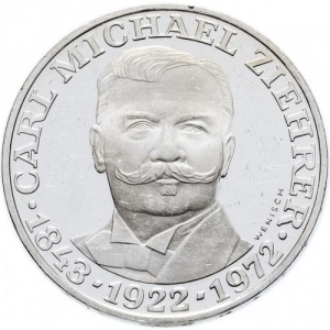 Реверс монеты Австрия, 25 шиллингов, 1972, 50 лет со дня смерти Карла Михаэля Цирера
