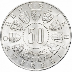 Аверс монеты Австрия, 50 шиллингов, 1963, 600 лет Тиролю