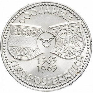 Реверс монеты Австрия, 50 шиллингов, 1963, 600 лет Тиролю