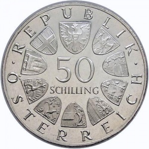 Аверс монеты Австрия, 50 шиллингов, 1966, 150 лет Национальному банку