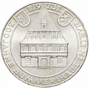 Реверс монеты Австрия, 50 шиллингов, 1973, 500 лет гостинице "Золотой лев"