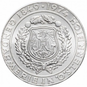 Реверс монеты Австрия, 50 шиллингов, 1974, 125 лет австрийской жандармерии