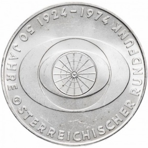 Реверс монеты Австрия, 50 шиллингов, 1974, 50 лет Австрийскому радио