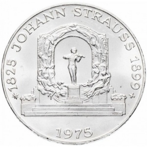 Реверс монеты Австрия, 100 шиллингов, 1975, 150 лет со дня рождения Иоганна Штрауса