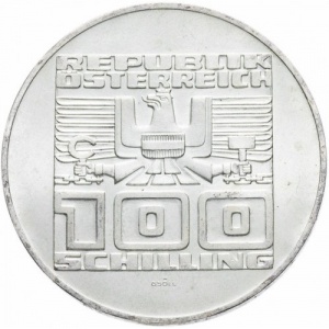 Аверс монеты Австрия, 100 шиллингов, 1975, 20 лет декларации о независимости Австрии