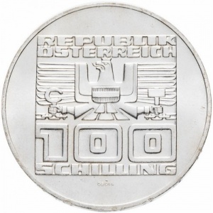 Аверс монеты Австрия, 100 шиллингов, 1975, 50 лет шиллингу