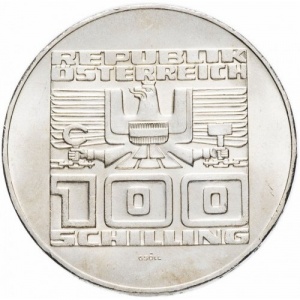 Аверс монеты Австрия, 100 шиллингов, 1977, 900 лет крепости Хоэнзальцбург