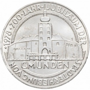 Реверс монеты Австрия, 100 шиллингов, 1978, 700 лет городу Гмунден
