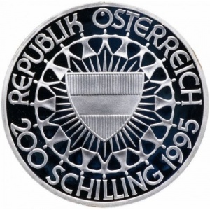 Аверс монеты Австрия, 200 шиллингов, 1995, 100 лет Олимпийским играм - художественная гимнастика