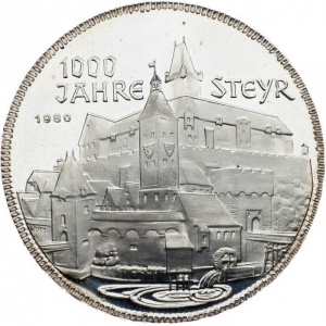 Реверс монеты Австрия, 500 шиллингов, 1980, 1000 лет городу Штайр
