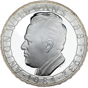 Реверс монеты Австрия, 500 шиллингов, 1981, 100 лет со дня рождения Антона Вильдганса