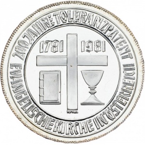 Реверс монеты Австрия, 500 шиллингов, 1981, 200 лет религиозной терпимости