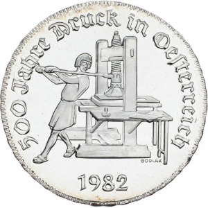 Реверс монеты Австрия, 500 шиллингов, 1982, 500 лет Австрийской печати