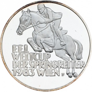 Реверс монеты Австрия, 500 шиллингов, 1983, Чемпионат мира по конкуру