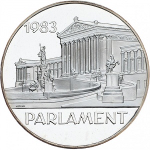 Реверс монеты Австрия, 500 шиллингов, 1983, 100 лет зданию австрийского парламента