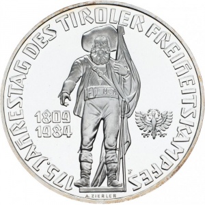 Реверс монеты Австрия, 500 шиллингов, 1984, 175 лет Тирольскому восстанию