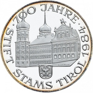Реверс монеты Австрия, 500 шиллингов, 1984, 700 лет монастырю Штамс