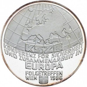 Реверс монеты Австрия, 500 шиллингов, 1986, Европейская конференция по безопасности и сотрудничеству в Вене