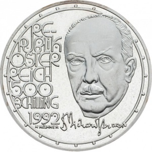 Аверс монеты Австрия, 500 шиллингов, 1992, Рихард Штраус