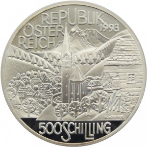 Аверс монеты Австрия, 500 шиллингов, 1993, Регионы - Альпы