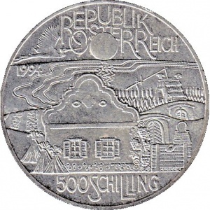 Аверс монеты Австрия, 500 шиллингов, 1994, Регионы - Среднедунайская низменность