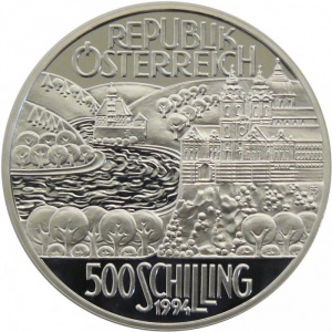 Аверс монеты Австрия, 500 шиллингов, 1994, Регионы - Речной регион