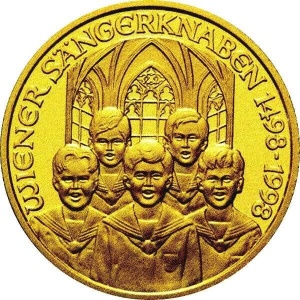 Реверс монеты Австрия, 500 шиллингов, 1998, Венский хор мальчиков