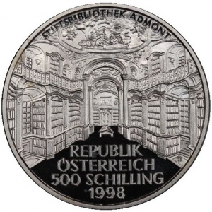 Аверс монеты Австрия, 500 шиллингов, 1998, Книгопечатание