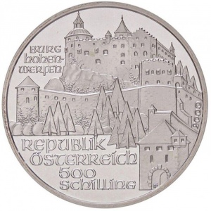 Аверс монеты Австрия, 500 шиллингов, 2000, Замок Хоэнверфен